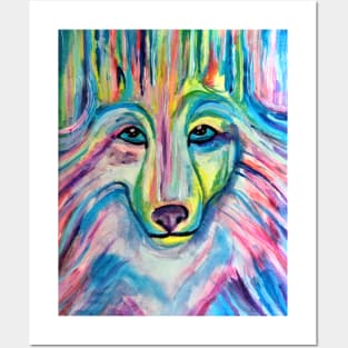 Aura of the Northern Lights Wolf Posters and Art